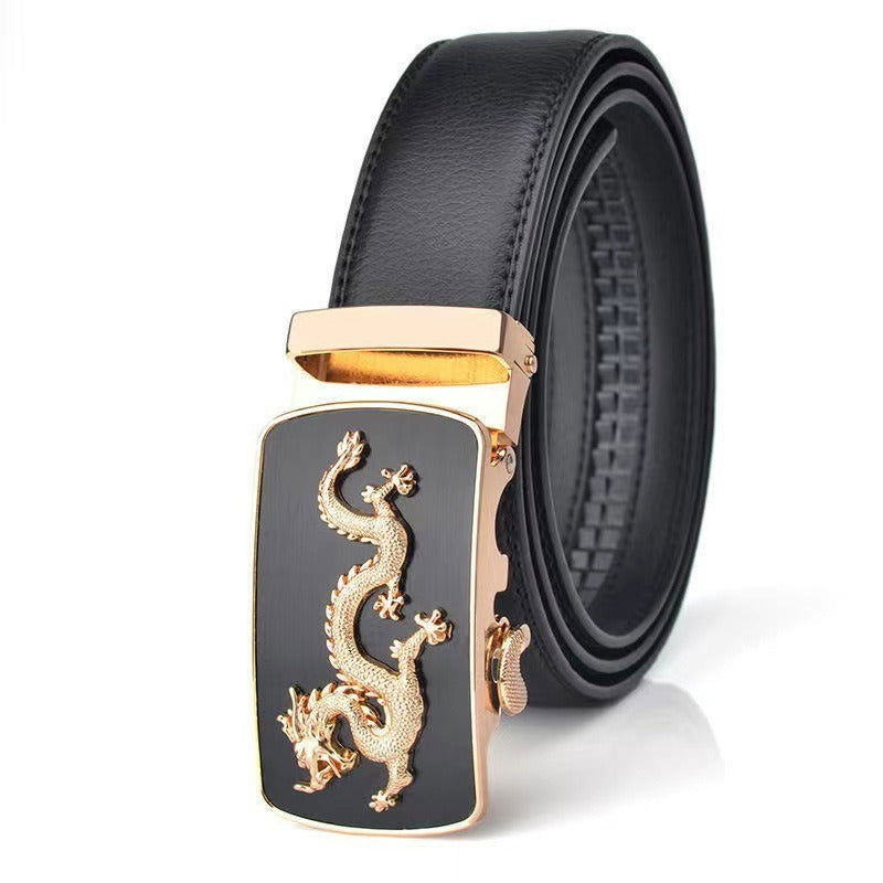 Men Automatic Buckle Belts New Fashion Brand Designer Dragon Leather Belts for Business Men Luxury Black Strap Waistband - CHRISTDEST GLOBAL SERVICE