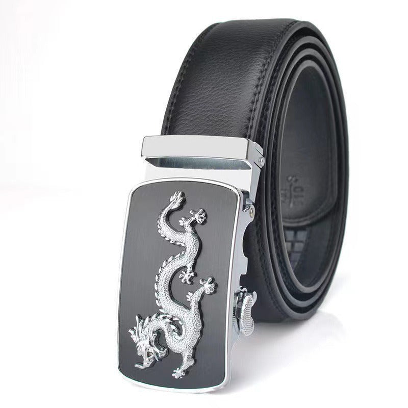 Men Automatic Buckle Belts New Fashion Brand Designer Dragon Leather Belts for Business Men Luxury Black Strap Waistband - CHRISTDEST GLOBAL SERVICE