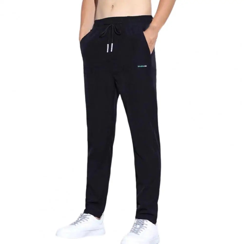 Men's Ice Silk Trousers Solid Color Mid-Waist Straight Casual Pants Thin Sports cargo pants Sweatpants Male pantalones hombre - CHRISTDEST GLOBAL SERVICE