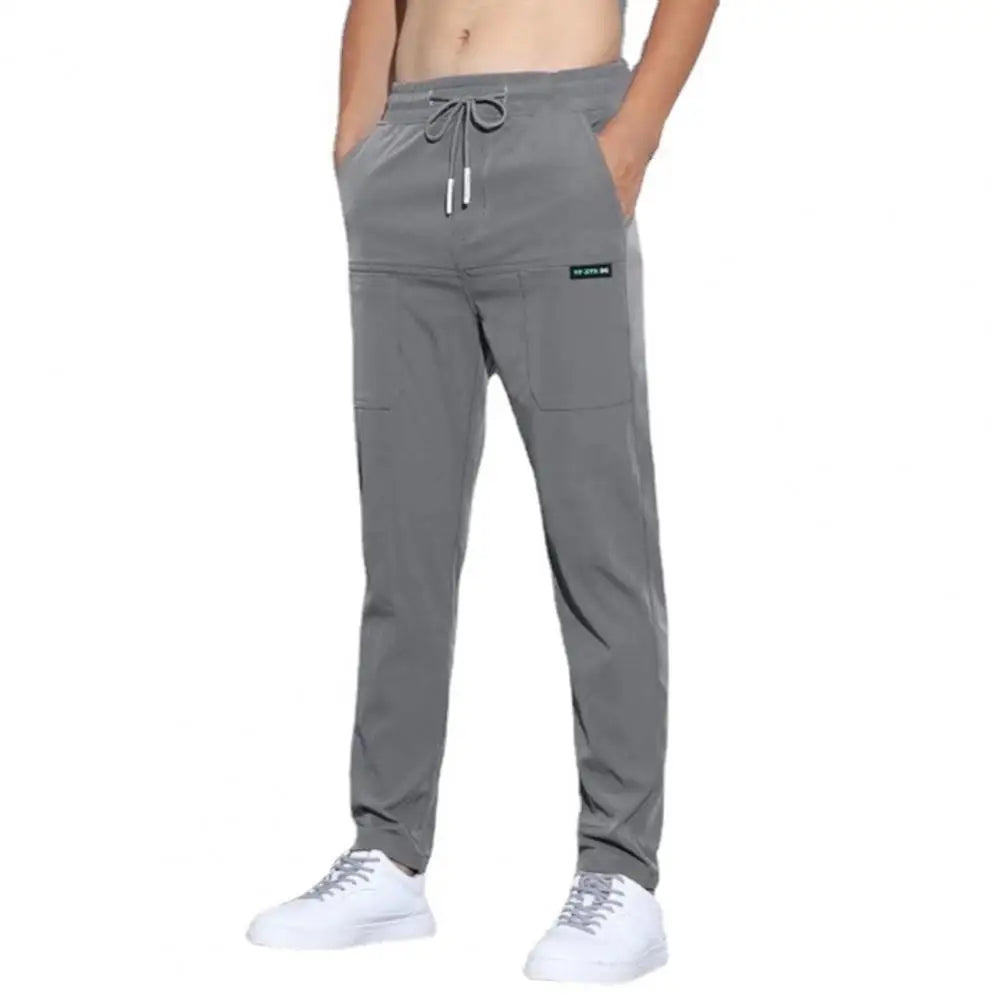 Men's Ice Silk Trousers Solid Color Mid-Waist Straight Casual Pants Thin Sports cargo pants Sweatpants Male pantalones hombre - CHRISTDEST GLOBAL SERVICE