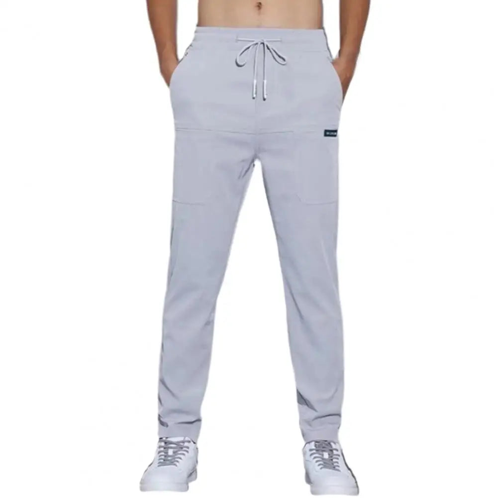 Men's Ice Silk Trousers Solid Color Mid-Waist Straight Casual Pants Thin Sports cargo pants Sweatpants Male pantalones hombre - CHRISTDEST GLOBAL SERVICE