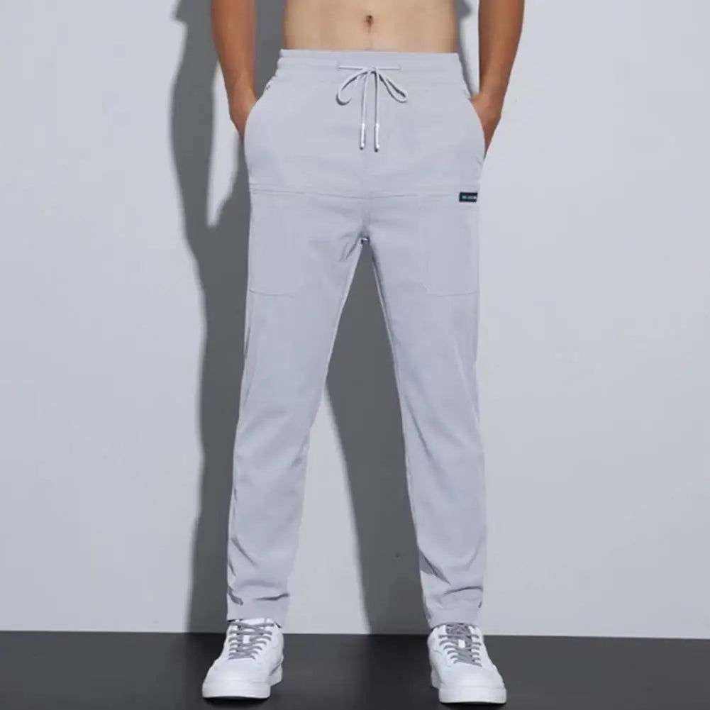 Men's Ice Silk Trousers Solid Color Mid-Waist Straight Casual Pants Thin Sports cargo pants Sweatpants Male pantalones hombre - CHRISTDEST GLOBAL SERVICE