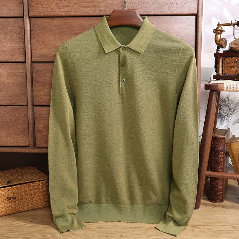 Men's Long Sleeve Mulberry Silk T-shirt Solid Color Bottoming Shirt - CHRISTDEST GLOBAL SERVICE