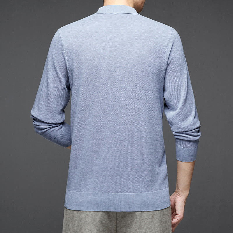 Men's Long Sleeve Mulberry Silk T-shirt Solid Color Bottoming Shirt - CHRISTDEST GLOBAL SERVICE