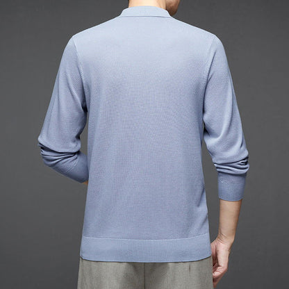 Men's Long Sleeve Mulberry Silk T-shirt Solid Color Bottoming Shirt - CHRISTDEST GLOBAL SERVICE