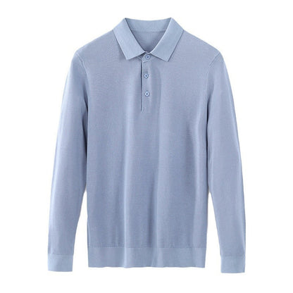 Men's Long Sleeve Mulberry Silk T-shirt Solid Color Bottoming Shirt - CHRISTDEST GLOBAL SERVICE
