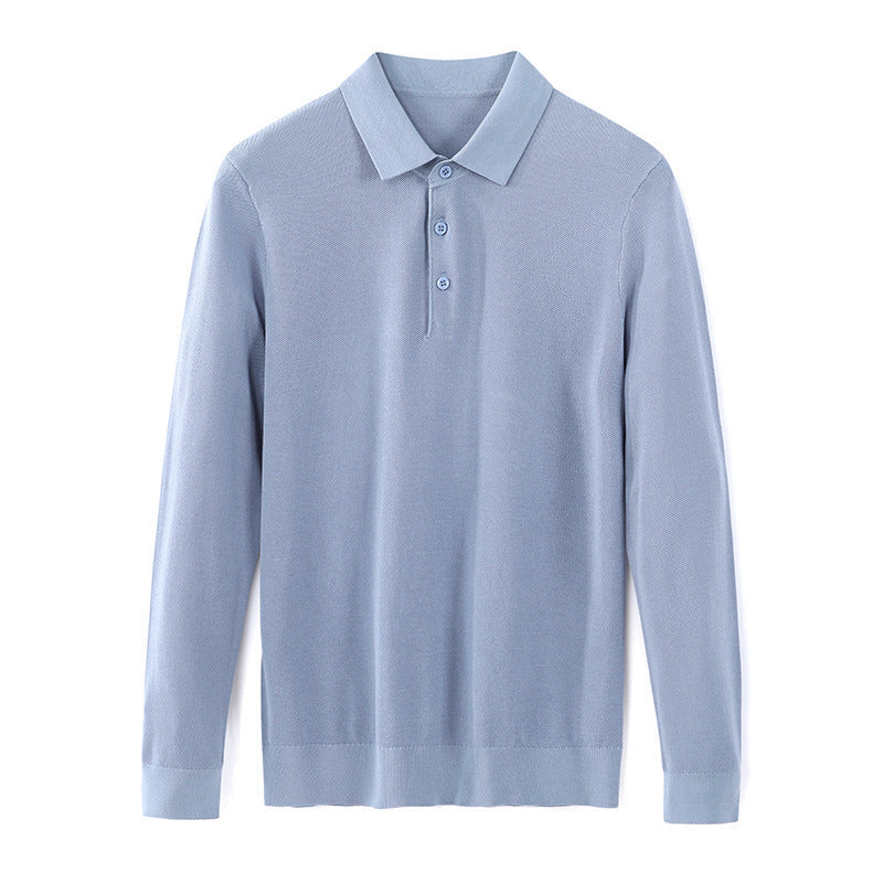 Men's Long Sleeve Mulberry Silk T-shirt Solid Color Bottoming Shirt - CHRISTDEST GLOBAL SERVICE