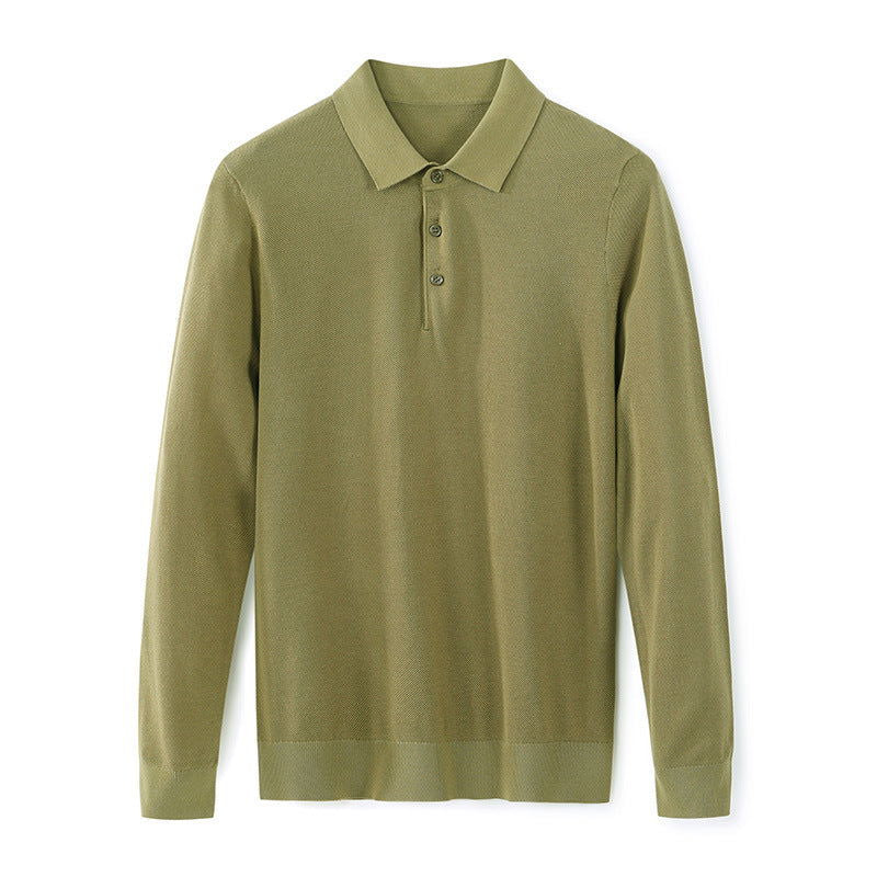 Men's Long Sleeve Mulberry Silk T-shirt Solid Color Bottoming Shirt - CHRISTDEST GLOBAL SERVICE