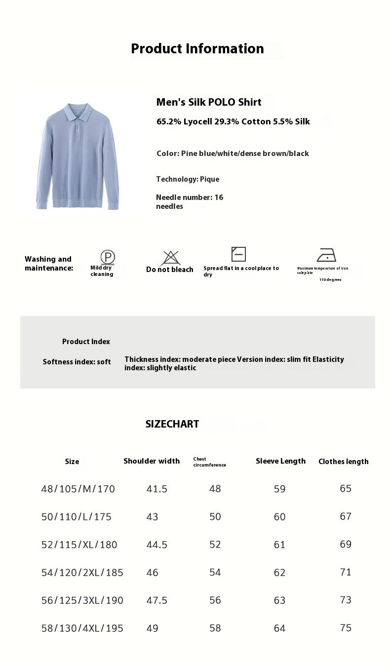 Men's Long Sleeve Mulberry Silk T-shirt Solid Color Bottoming Shirt - CHRISTDEST GLOBAL SERVICE