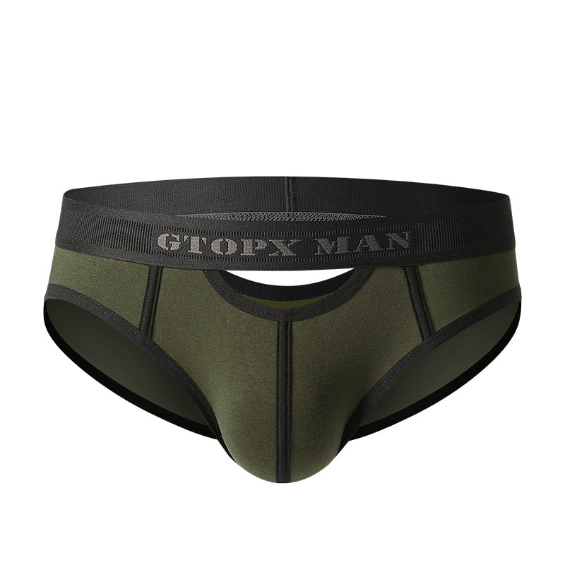 Men's Low Waist Skylight Front And Rear Opening Sexy Briefs - CHRISTDEST GLOBAL SERVICE