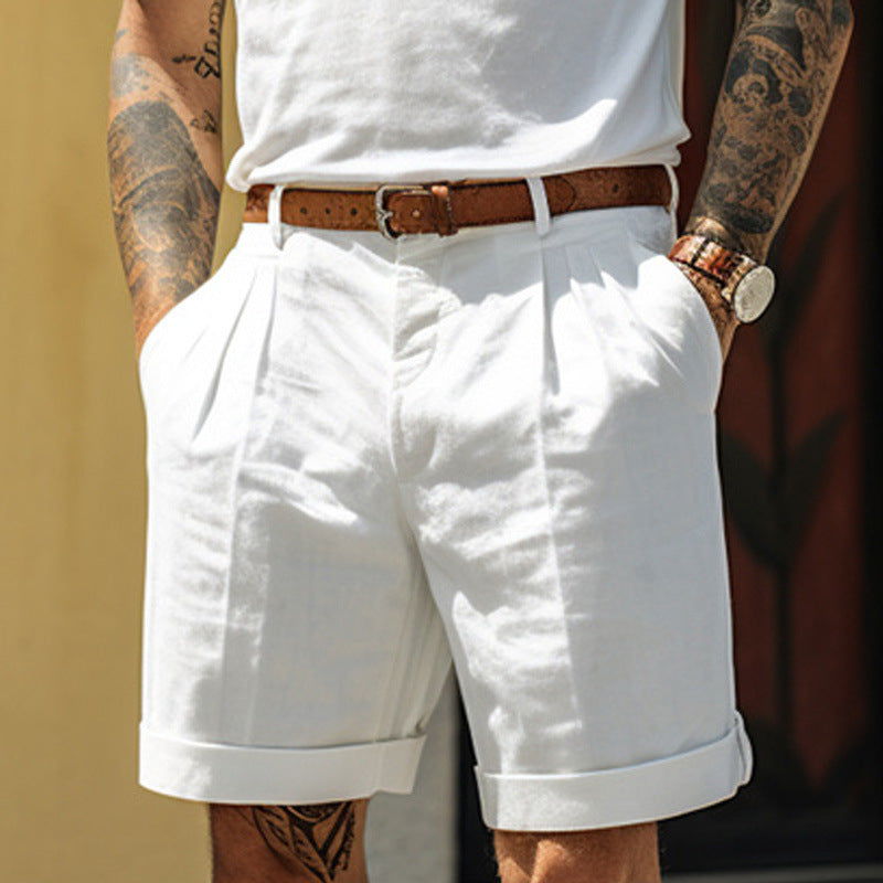 Men's Pleated Pocket Straight Leg Shorts - CHRISTDEST GLOBAL SERVICE