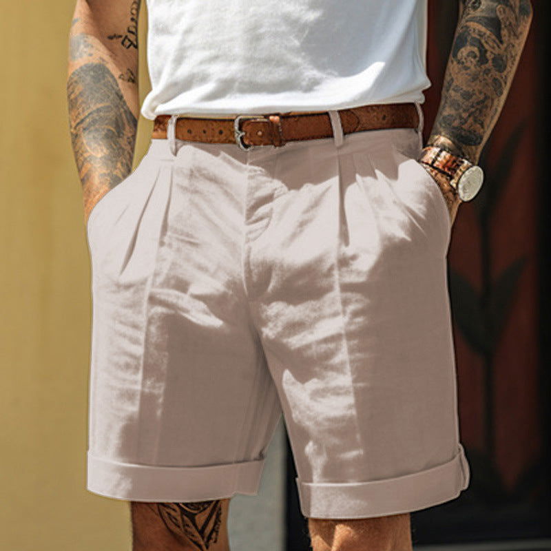 Men's Pleated Pocket Straight Leg Shorts - CHRISTDEST GLOBAL SERVICE