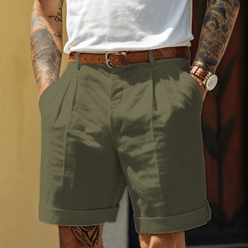 Men's Pleated Pocket Straight Leg Shorts - CHRISTDEST GLOBAL SERVICE