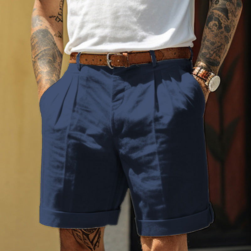 Men's Pleated Pocket Straight Leg Shorts - CHRISTDEST GLOBAL SERVICE