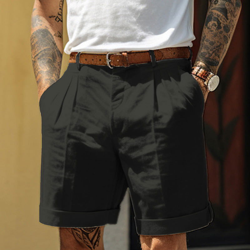 Men's Pleated Pocket Straight Leg Shorts - CHRISTDEST GLOBAL SERVICE