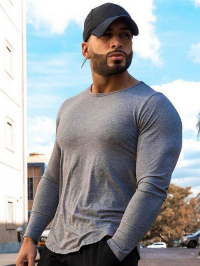Men's Sports Solid Color Fitness Slim Long Sleeve And Short Sleeve T-shirt - CHRISTDEST GLOBAL SERVICE