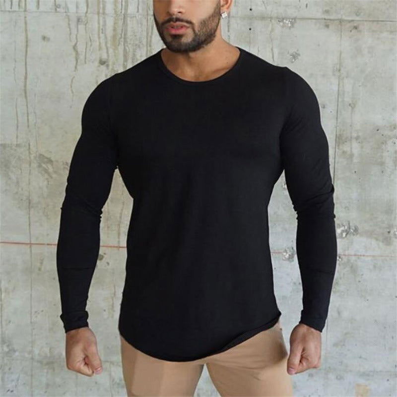 Men's Sports Solid Color Fitness Slim Long Sleeve And Short Sleeve T-shirt - CHRISTDEST GLOBAL SERVICE