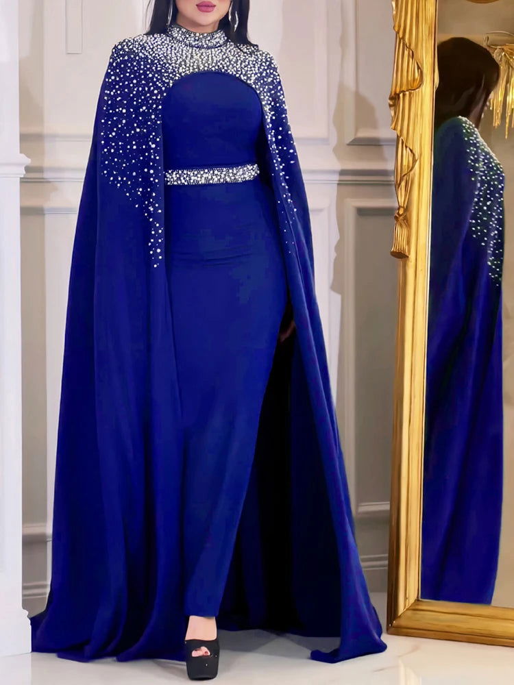 Muslim Beading Kaftan Dress Women 2 Piece Set Robe Luxury Longue Dubai Turkey Abaya Islam Clothing Kimono Djellaba - CHRISTDEST GLOBAL SERVICE