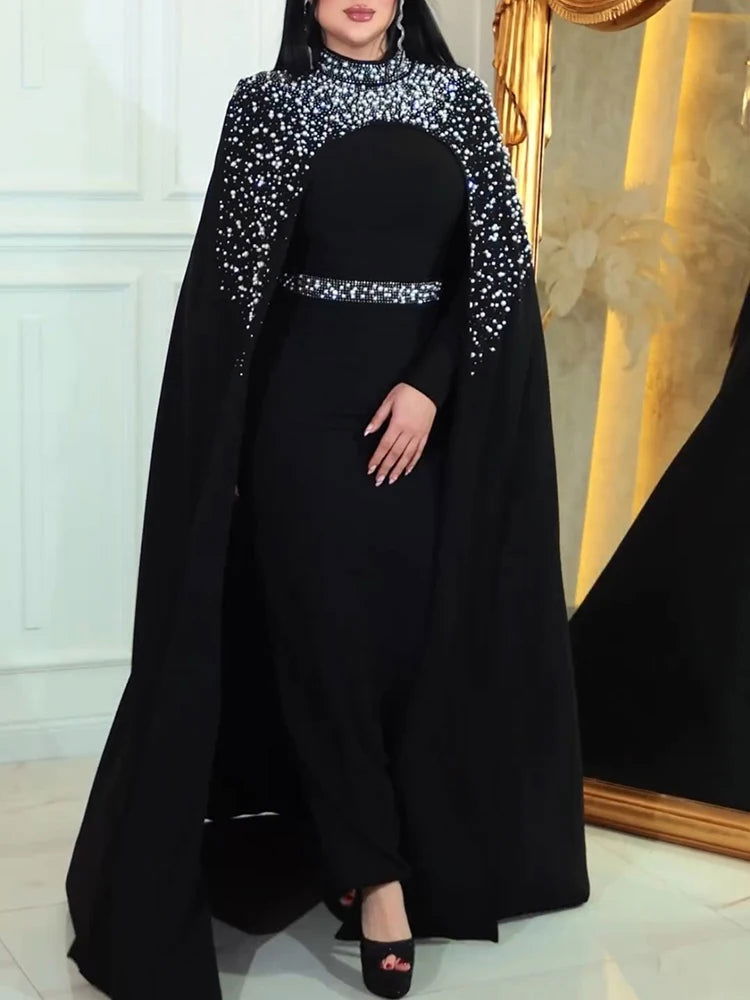 Muslim Beading Kaftan Dress Women 2 Piece Set Robe Luxury Longue Dubai Turkey Abaya Islam Clothing Kimono Djellaba - CHRISTDEST GLOBAL SERVICE