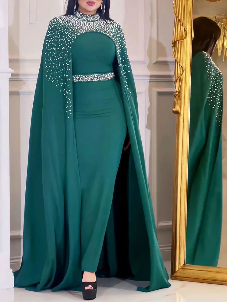 Muslim Beading Kaftan Dress Women 2 Piece Set Robe Luxury Longue Dubai Turkey Abaya Islam Clothing Kimono Djellaba - CHRISTDEST GLOBAL SERVICE