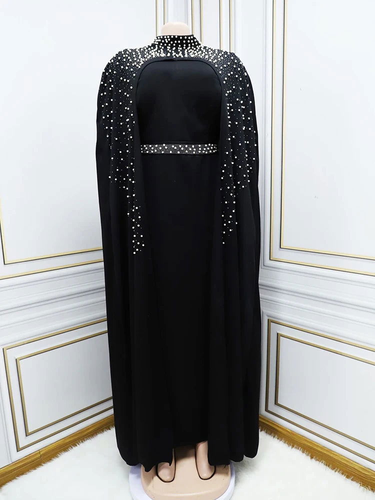Muslim Beading Kaftan Dress Women 2 Piece Set Robe Luxury Longue Dubai Turkey Abaya Islam Clothing Kimono Djellaba - CHRISTDEST GLOBAL SERVICE