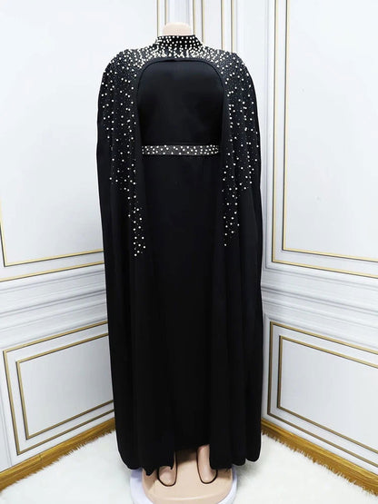 Muslim Beading Kaftan Dress Women 2 Piece Set Robe Luxury Longue Dubai Turkey Abaya Islam Clothing Kimono Djellaba - CHRISTDEST GLOBAL SERVICE