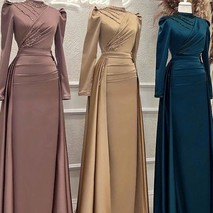 Muslim Stand Collar All-inclusive Long Sleeve Detachable Evening Dress - CHRISTDEST GLOBAL SERVICE