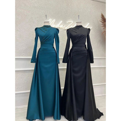 Muslim Stand Collar All-inclusive Long Sleeve Detachable Evening Dress - CHRISTDEST GLOBAL SERVICE