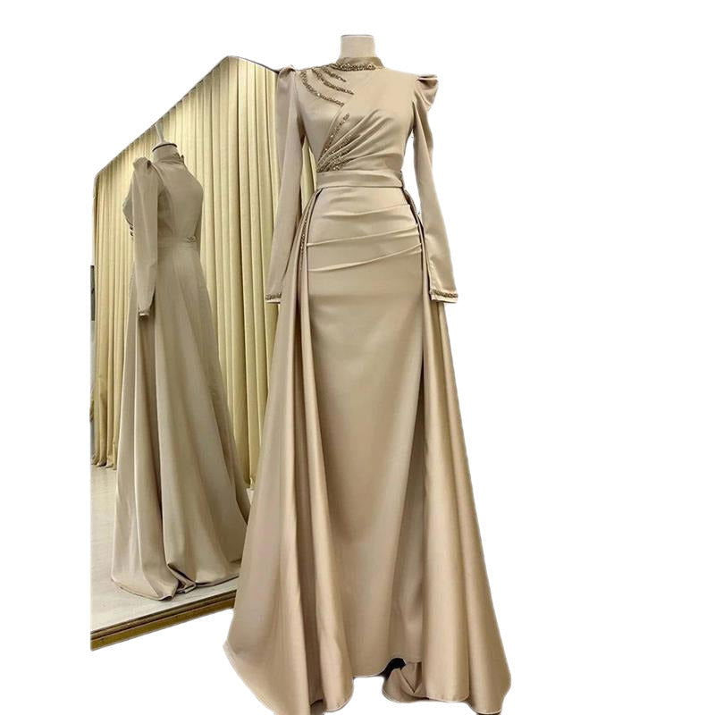 Muslim Stand Collar All-inclusive Long Sleeve Detachable Evening Dress - CHRISTDEST GLOBAL SERVICE