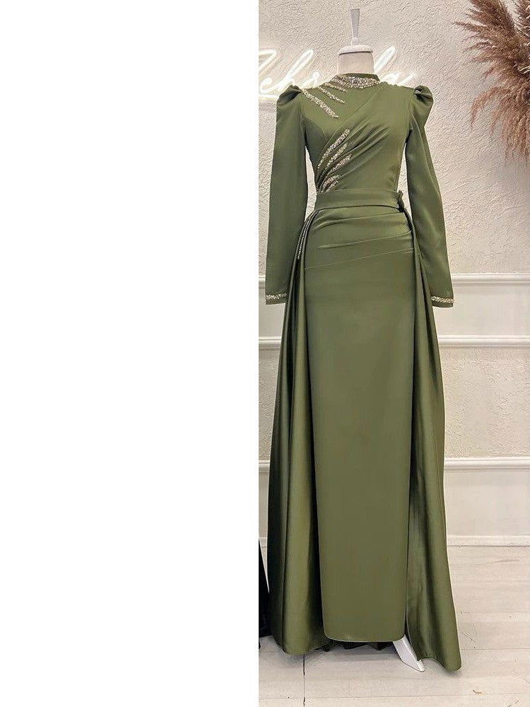 Muslim Stand Collar All-inclusive Long Sleeve Detachable Evening Dress - CHRISTDEST GLOBAL SERVICE
