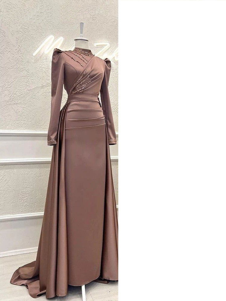 Muslim Stand Collar All-inclusive Long Sleeve Detachable Evening Dress - CHRISTDEST GLOBAL SERVICE