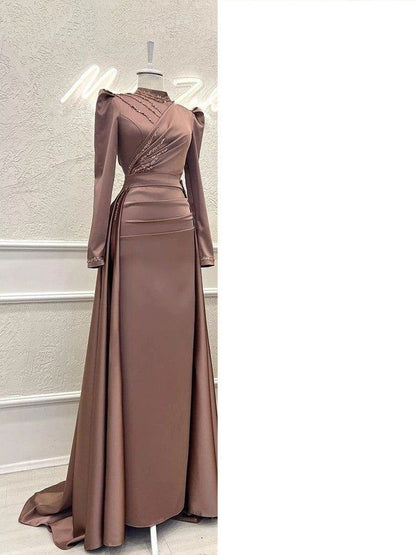 Muslim Stand Collar All-inclusive Long Sleeve Detachable Evening Dress - CHRISTDEST GLOBAL SERVICE