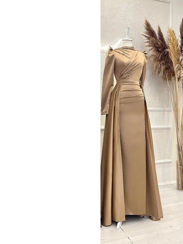 Muslim Stand Collar All-inclusive Long Sleeve Detachable Evening Dress - CHRISTDEST GLOBAL SERVICE