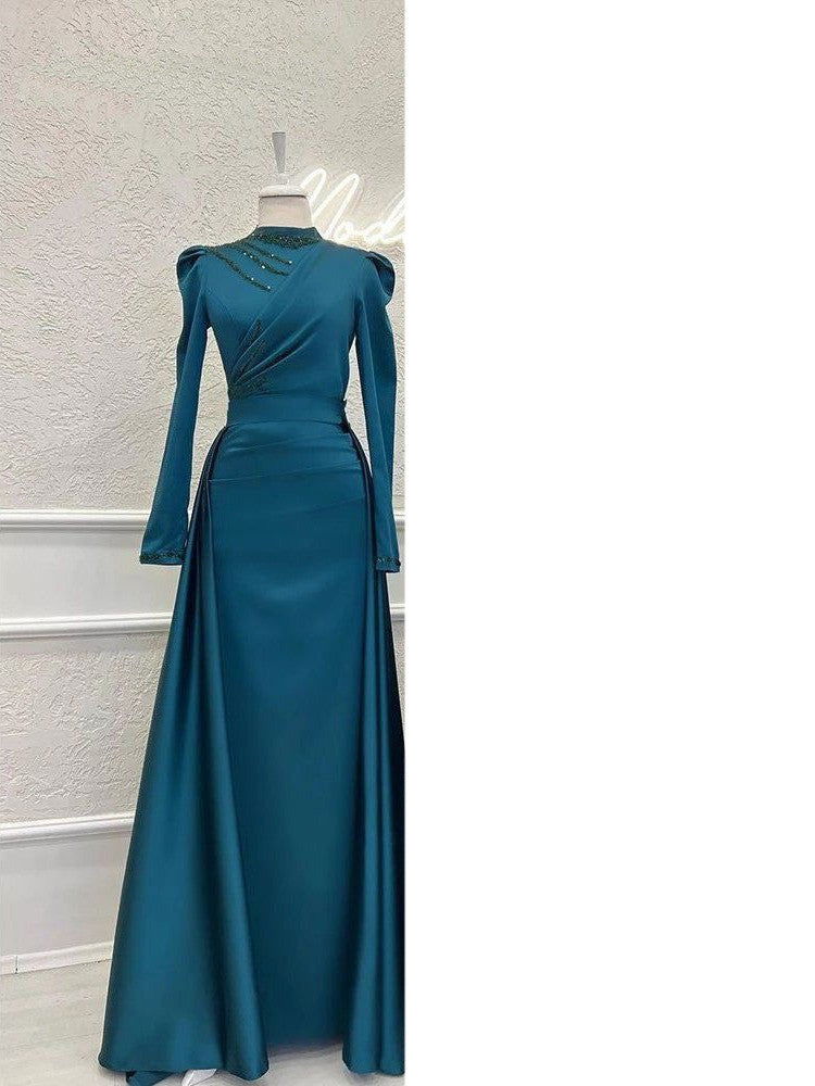 Muslim Stand Collar All-inclusive Long Sleeve Detachable Evening Dress - CHRISTDEST GLOBAL SERVICE