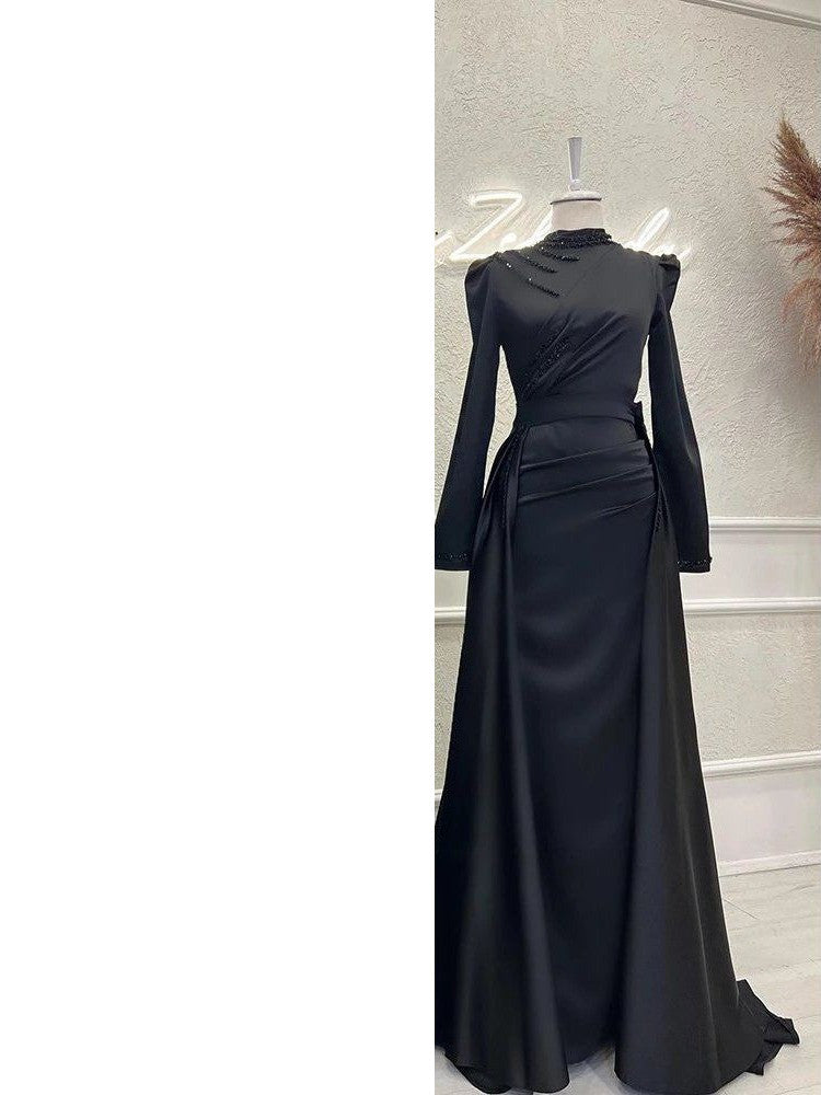 Muslim Stand Collar All-inclusive Long Sleeve Detachable Evening Dress - CHRISTDEST GLOBAL SERVICE