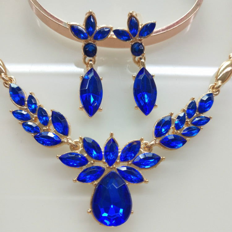 New European and American Jewelry Set Gold-plated Earrings Necklace Two-piece Explosion Crystal Necklace - CHRISTDEST GLOBAL SERVICE