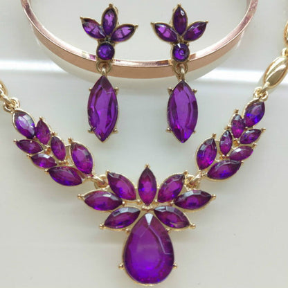 New European and American Jewelry Set Gold-plated Earrings Necklace Two-piece Explosion Crystal Necklace - CHRISTDEST GLOBAL SERVICE