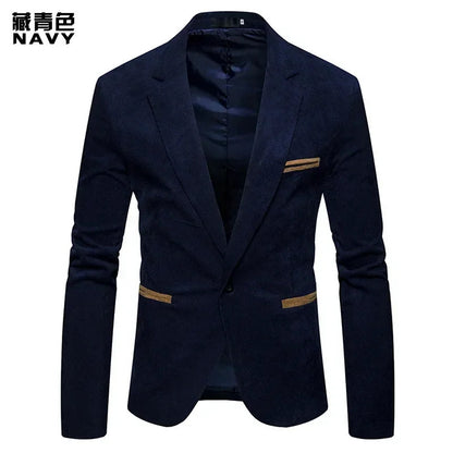 New Fashion Men's  Corduroy Color Casual Small Blazer Jacket - CHRISTDEST GLOBAL SERVICE