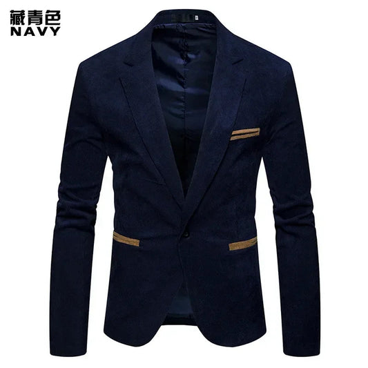 New Fashion Men's  Corduroy Color Casual Small Blazer Jacket - CHRISTDEST GLOBAL SERVICE