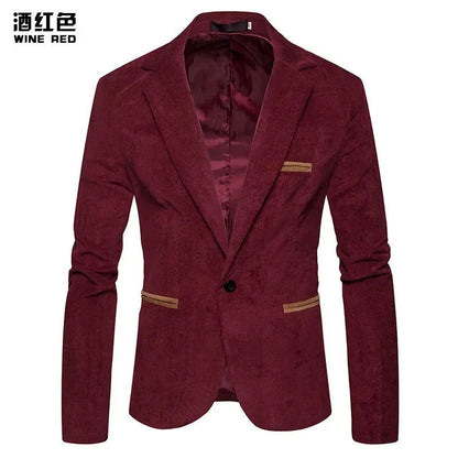 New Fashion Men's  Corduroy Color Casual Small Blazer Jacket - CHRISTDEST GLOBAL SERVICE