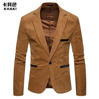 New Fashion Men's  Corduroy Color Casual Small Blazer Jacket - CHRISTDEST GLOBAL SERVICE