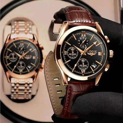 New Fashion Mens Watches Top Brand Luxury Military Quartz Watch Man Premium Leather Waterproof Sport Chronograph Watch Men Clock - CHRISTDEST GLOBAL SERVICE