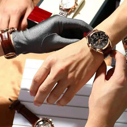 New Fashion Mens Watches Top Brand Luxury Military Quartz Watch Man Premium Leather Waterproof Sport Chronograph Watch Men Clock - CHRISTDEST GLOBAL SERVICE