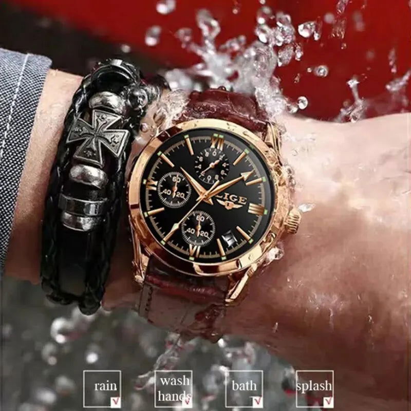New Fashion Mens Watches Top Brand Luxury Military Quartz Watch Man Premium Leather Waterproof Sport Chronograph Watch Men Clock - CHRISTDEST GLOBAL SERVICE