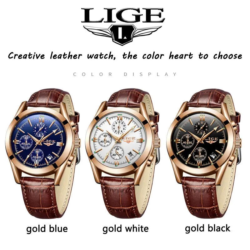 New Fashion Mens Watches Top Brand Luxury Military Quartz Watch Man Premium Leather Waterproof Sport Chronograph Watch Men Clock - CHRISTDEST GLOBAL SERVICE