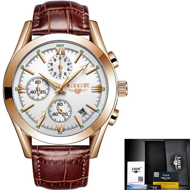 New Fashion Mens Watches Top Brand Luxury Military Quartz Watch Man Premium Leather Waterproof Sport Chronograph Watch Men Clock - CHRISTDEST GLOBAL SERVICE