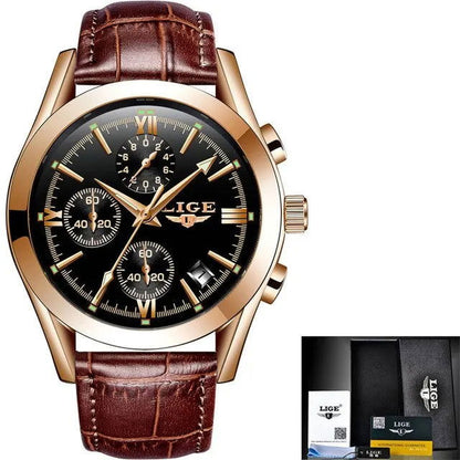 New Fashion Mens Watches Top Brand Luxury Military Quartz Watch Man Premium Leather Waterproof Sport Chronograph Watch Men Clock - CHRISTDEST GLOBAL SERVICE