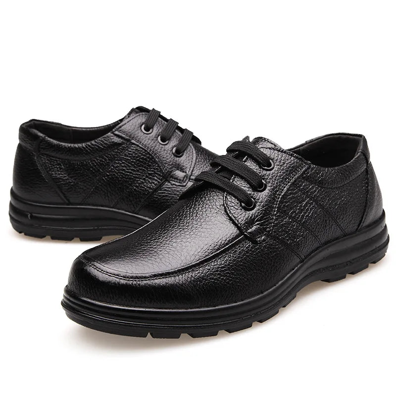 New High Quality Genuine Leather Shoes Men Flats Fashion Men's Casual Shoes Brand Man Soft Comfortable Lace up Black ZH740 - CHRISTDEST GLOBAL SERVICE