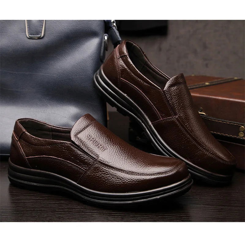 New High Quality Genuine Leather Shoes Men Flats Fashion Men's Casual Shoes Brand Man Soft Comfortable Lace up Black ZH740 - CHRISTDEST GLOBAL SERVICE