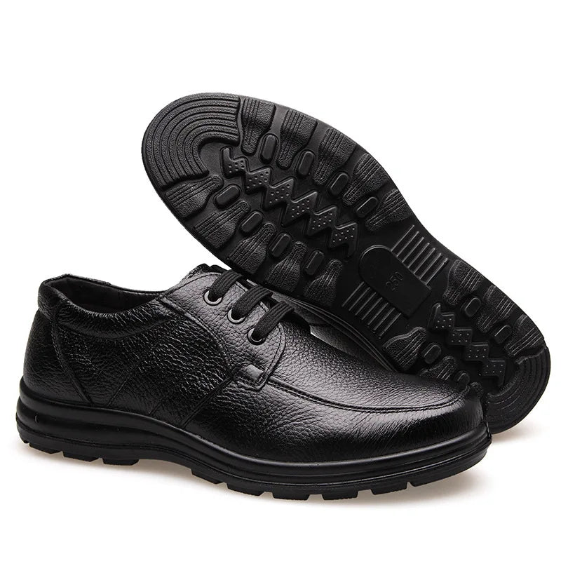New High Quality Genuine Leather Shoes Men Flats Fashion Men's Casual Shoes Brand Man Soft Comfortable Lace up Black ZH740 - CHRISTDEST GLOBAL SERVICE